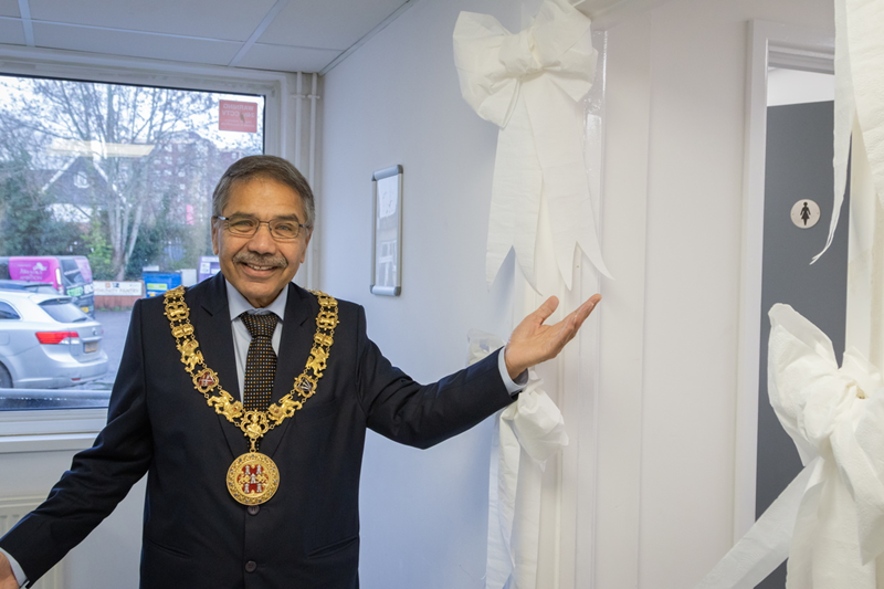 The Mayor opens the new toilets at Unit 12 in Winnall